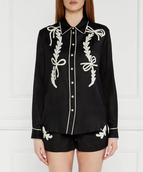 

Вышитая атласная рубашка Regular fit Pinko, черный