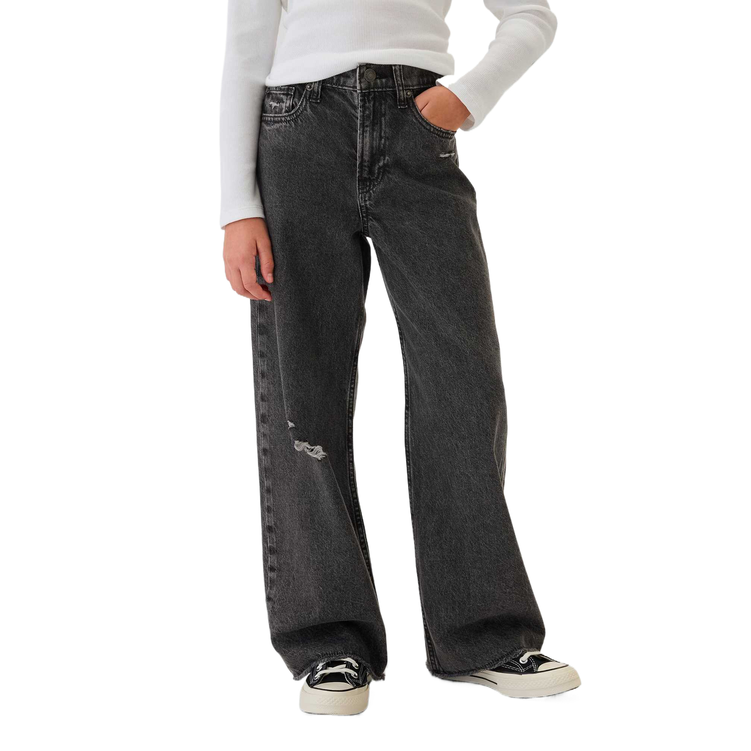 Джинсы Low Rise Stride Wide Leg для детей 3-7 лет GAP, washed черный — фото 3