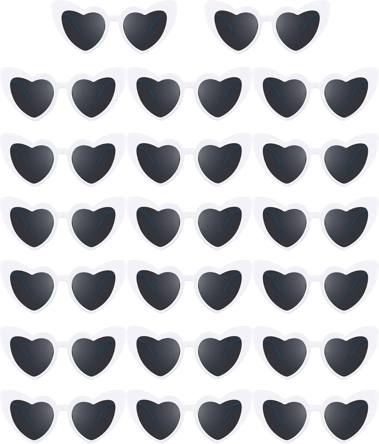 

Солнцезащитные очки Flutesan в стиле ретро с сердечками, 20 пар - винтажные очки «кошачий глаз» для женщин, для девичника и невесты (оптовая продажа), White