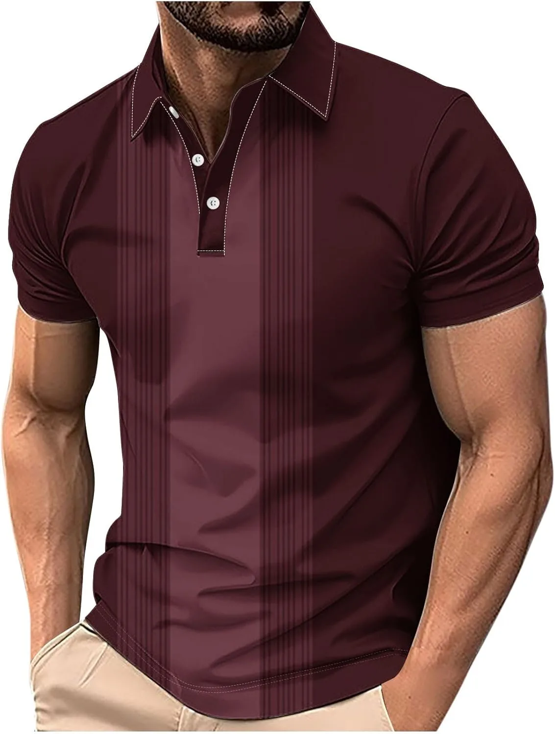 

Футболка мужская с коротким рукавом Casual Vintage Striped Regular Fit Lapel Collar