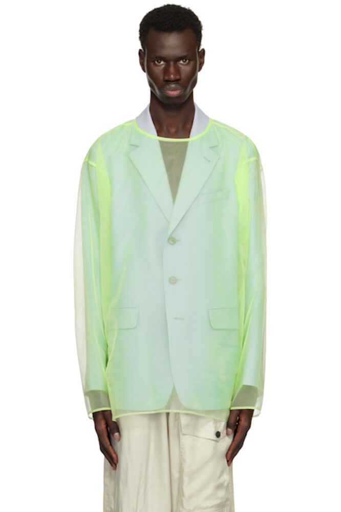 

Зеленый прозрачный топ с круглым вырезом Dries Van Noten