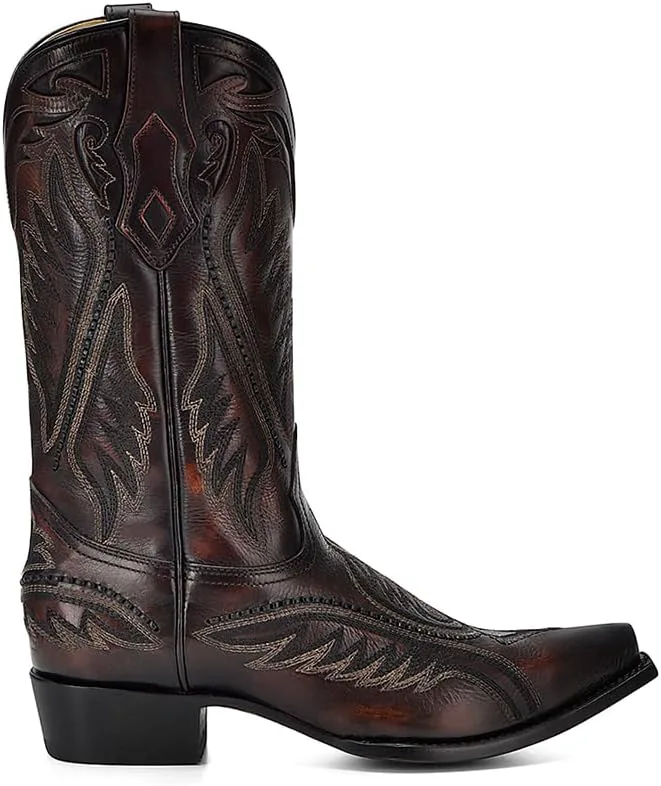 Мужские западные сапоги с вышивкой и тканой вставкой Corral Boots, коричневый — фото 3