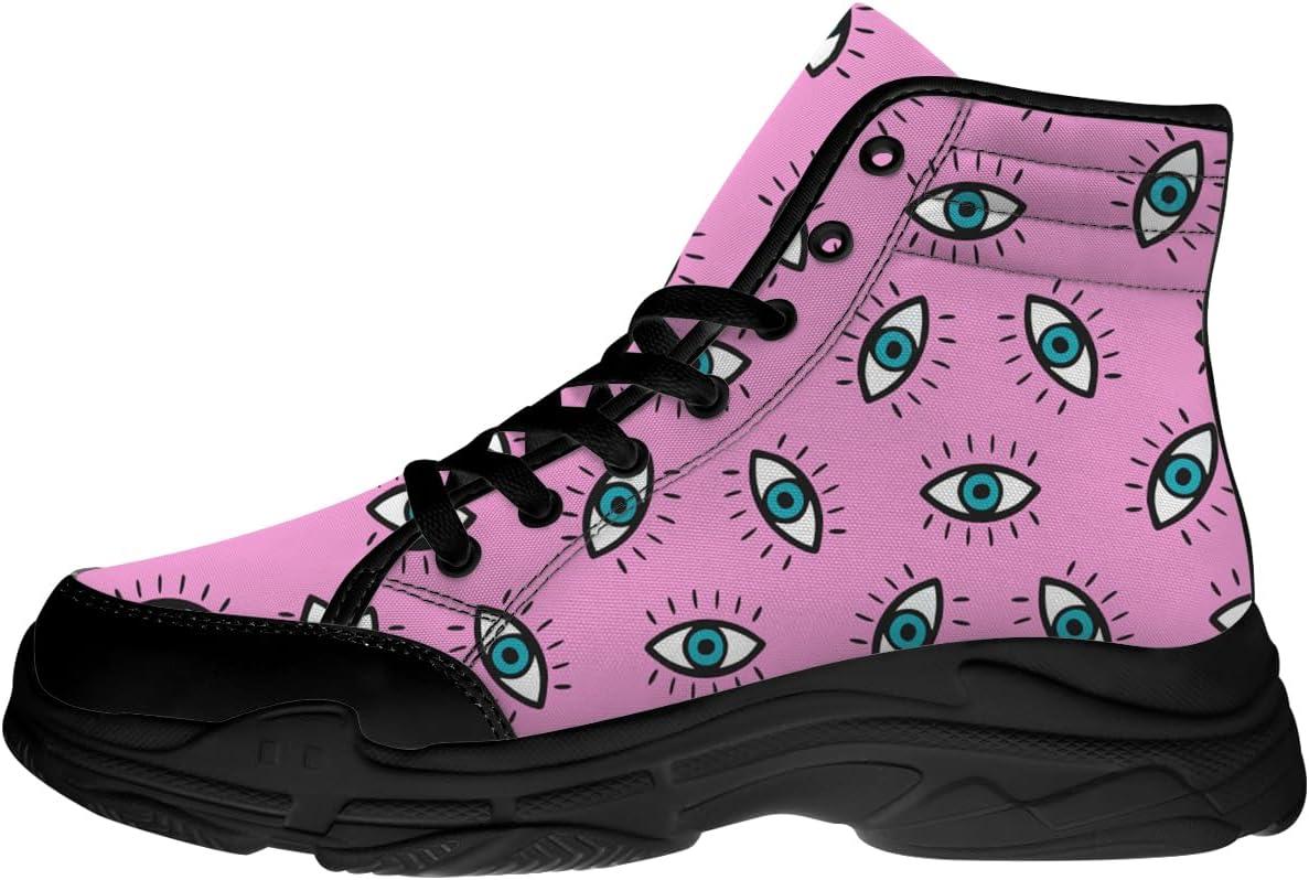 

Высокие кеды Eyes для женщин и мужчин, тканевые платформы на шнуровке, подарки для нее и для него Generic, розовый