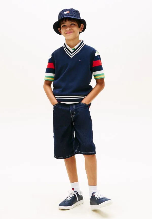 Базовый свободный свитер-жилет из ребристой вязки. Tommy Hilfiger, Dark Night Navy — фото 2