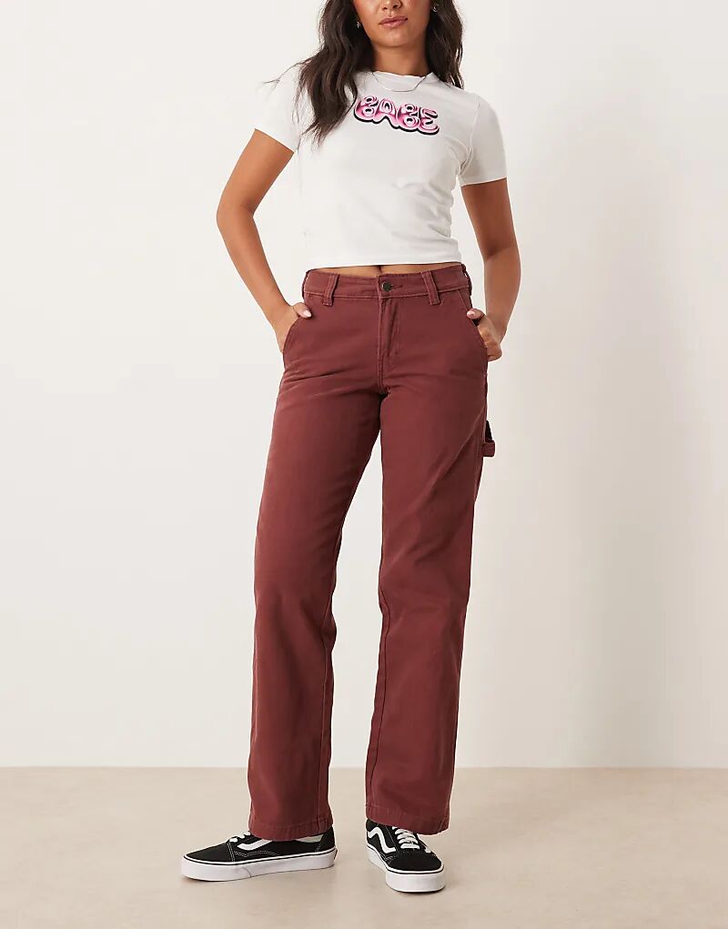 

Плотницкие брюки Dickies из плотницкого полотна темно-бордового цвета