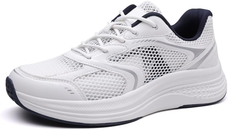 

Мужские кроссовки с сеткой, дышащие и устойчивые к запаху, на шнуровке, с круглым носком, легкие и с нескользящей подошвой, подходящие для повседневной носки, прогулок и игры в мяч Igzbibg, белый