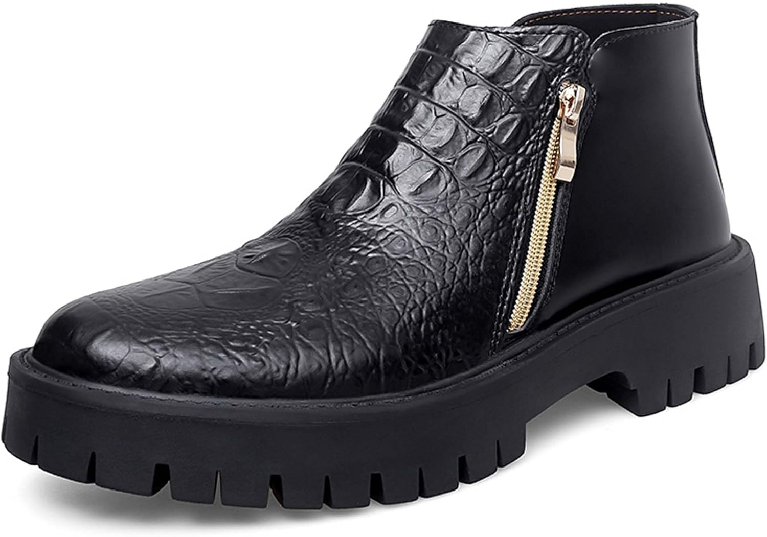 

Мужские платформа челси ботинки Модные увеличивающие рост Бизнес-казуальные формальные ботинки до щиколотки Противоскользящие Удобные для ходьбы Для работы Костюм Свадебный банкет Нарядные высокие кожаные туфли Generic, черный