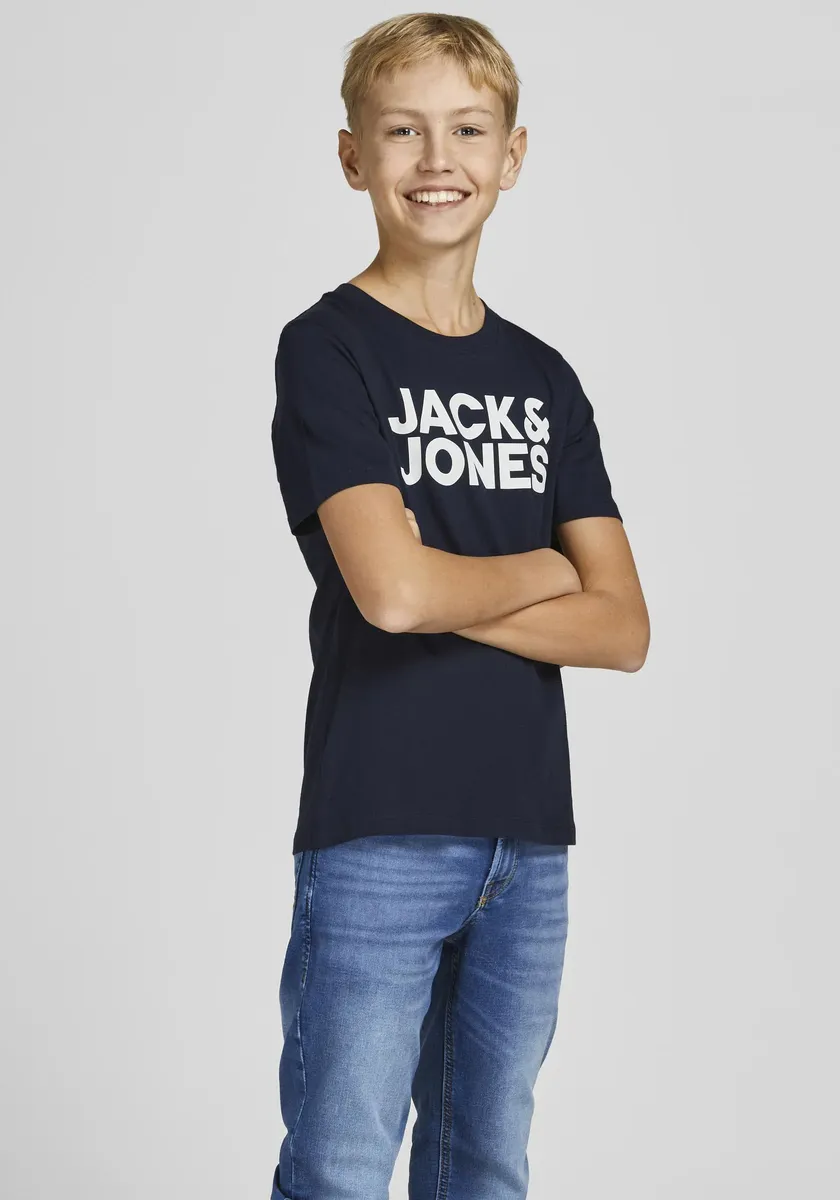 Рубашка с круглым вырезом для подростков Jack & Jones "JJECORP LOGO TEE SS CREW NE 2PK NOOS JNR" Jack & Jones Junior, цвет морской волны — фото 2