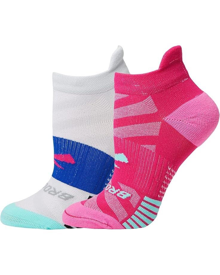 

Носки Brooks Ghost Lite No Show Socks 2-Pack, цвет Pink/Salt/Light Grey/Salt