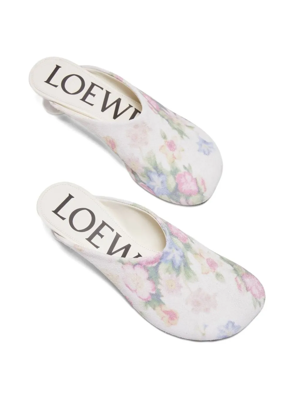 Мюли из телячьей кожи с цветочным принтом 45 мм LOEWE, белый — фото 2