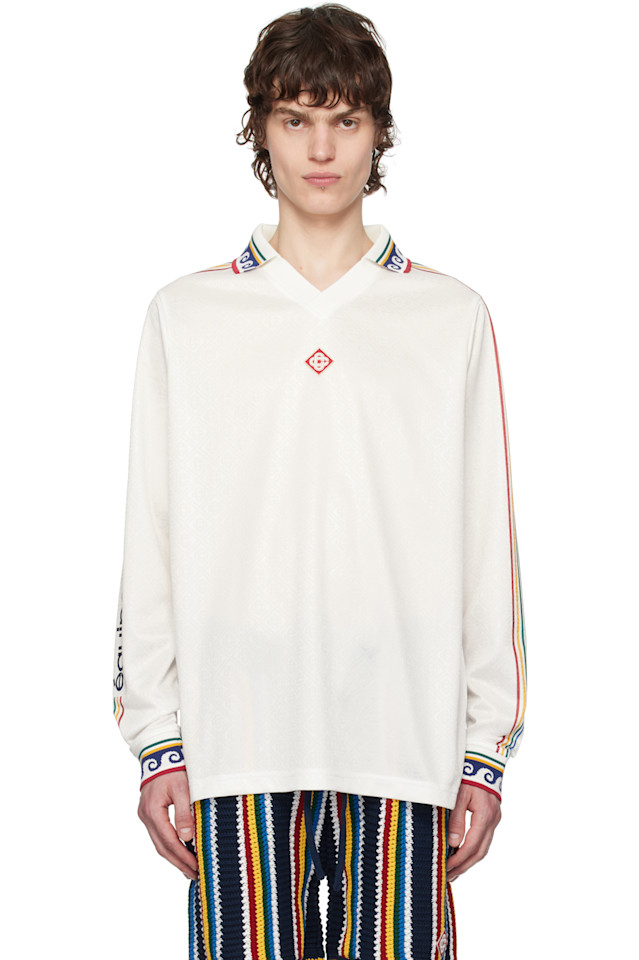 

Джаккардовая поло с монограммой Football Casablanca, цвет off-white
