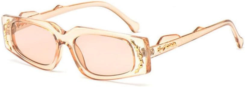 

Квадратные солнцезащитные очки для женщин и мужчин, модные солнцезащитные очки в винтажном стиле, панк, маленькая оправа, заклепки, защита от ультрафиолета UV400 MTZJH, Champagne Pink