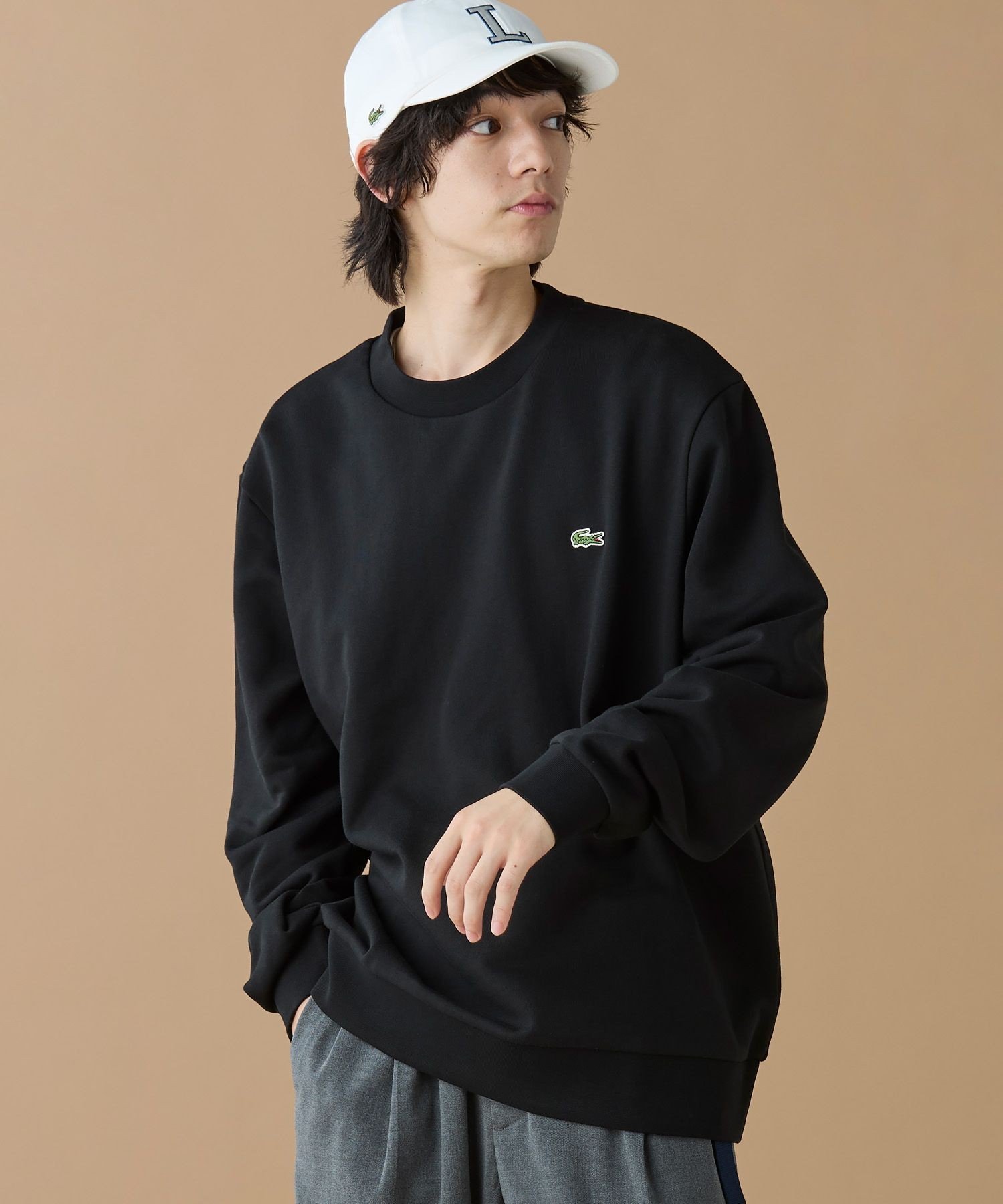 Обычная толстовка с круглым вырезом LACOSTE, Black — фото 2