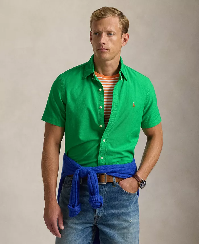 

Мужская классическая короткорукавная рубашка Oxford Polo Ralph Lauren, зеленый