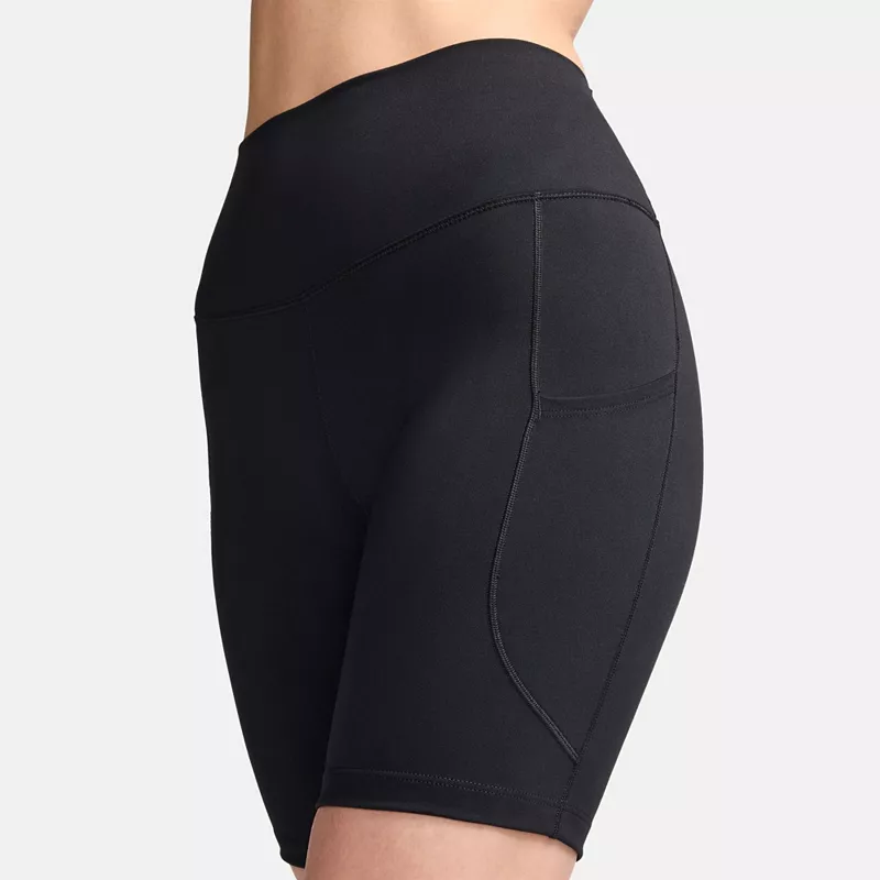 Женские байкерские шорты Nike One с высокой талией 8 дюймов и карманами, черный — фото 4