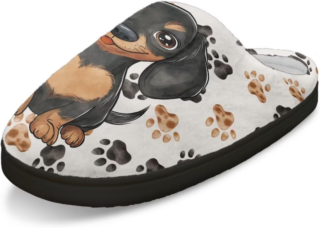 

Домашние тапочки для женщин и мужчин, размеры 4-12, плюшевые, ультрамягкие, уютные, без шнурков Fuojuvelie, Dachshund