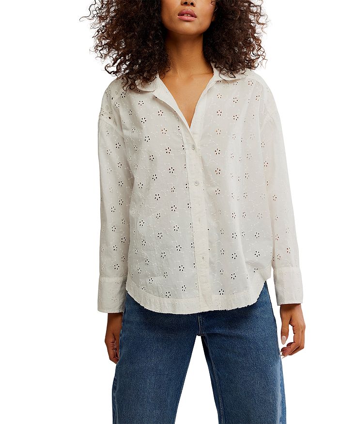 

Рубашка Mae с вышивкой и люверсами Free People, белый