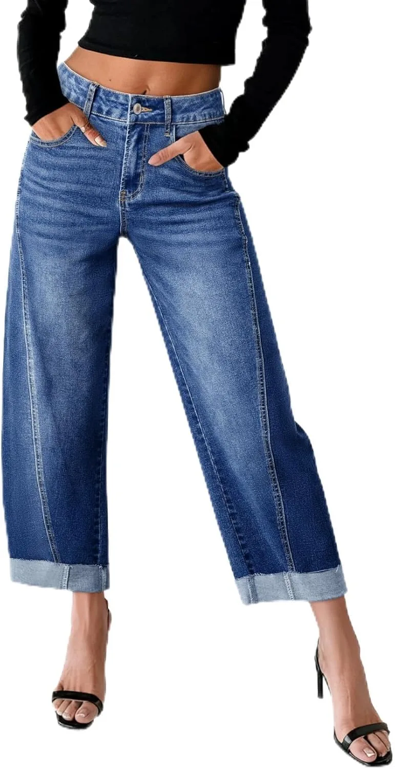 

Sidefeel Barrel Jeans для женщин, высокие, широкие