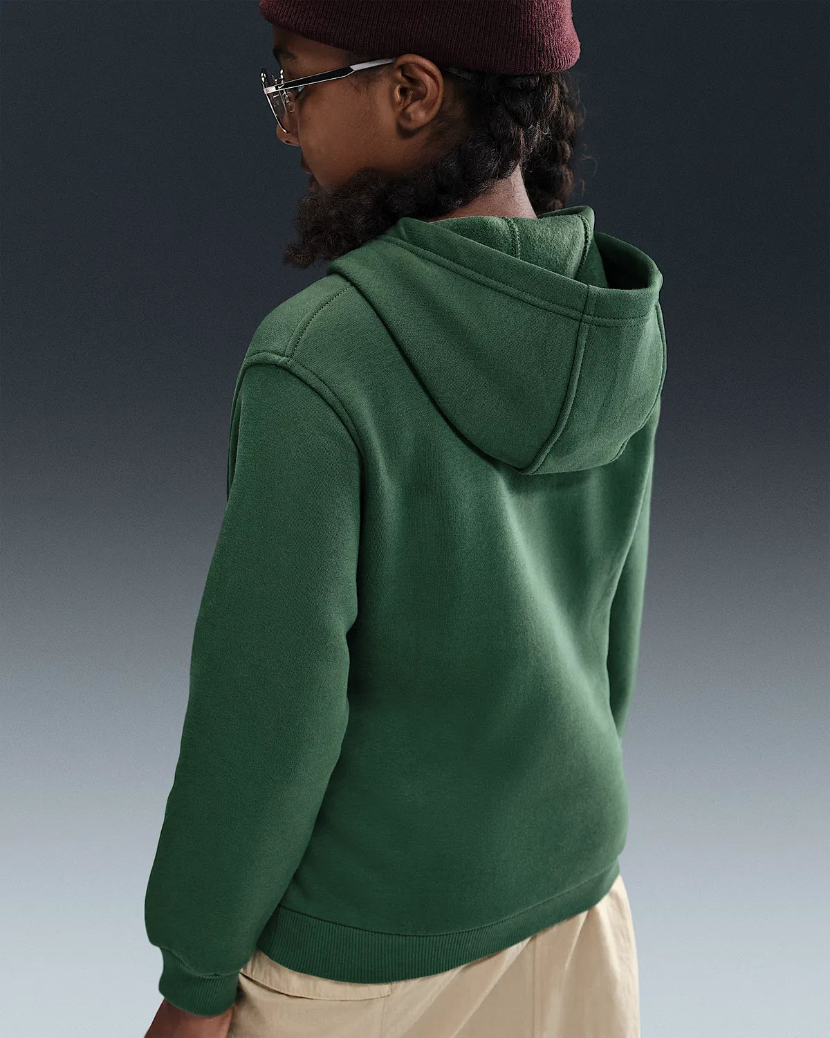 Детская толстовка Nike Sportswear Club Fleece, Fir/White — фото 2