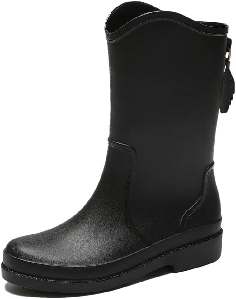 

Мужские и женские водонепроницаемые садовые резиновые сапоги, теплые, средней длины, с нескользящей подошвой для работы на улице Generic, черный