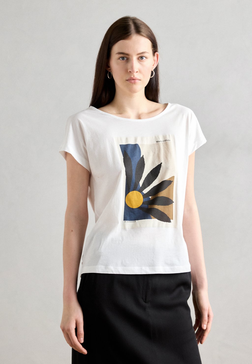 

Футболка с принтом SHORT SLEEVE BOAT NECK PRINT Marc O'Polo, белый