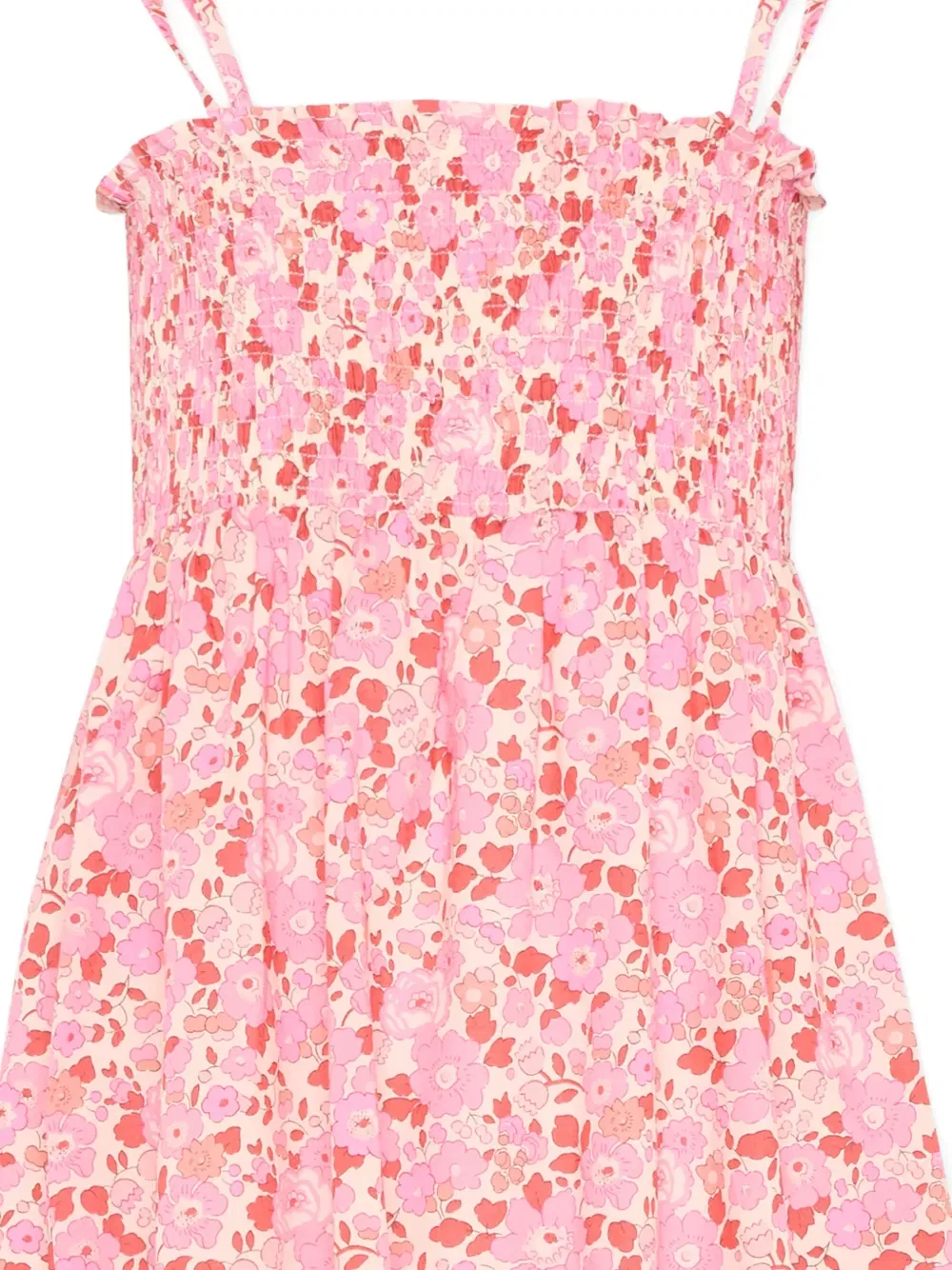 Платье с цветочным принтом и сборками Pesciolino Rosso Kids, розовый — фото 3