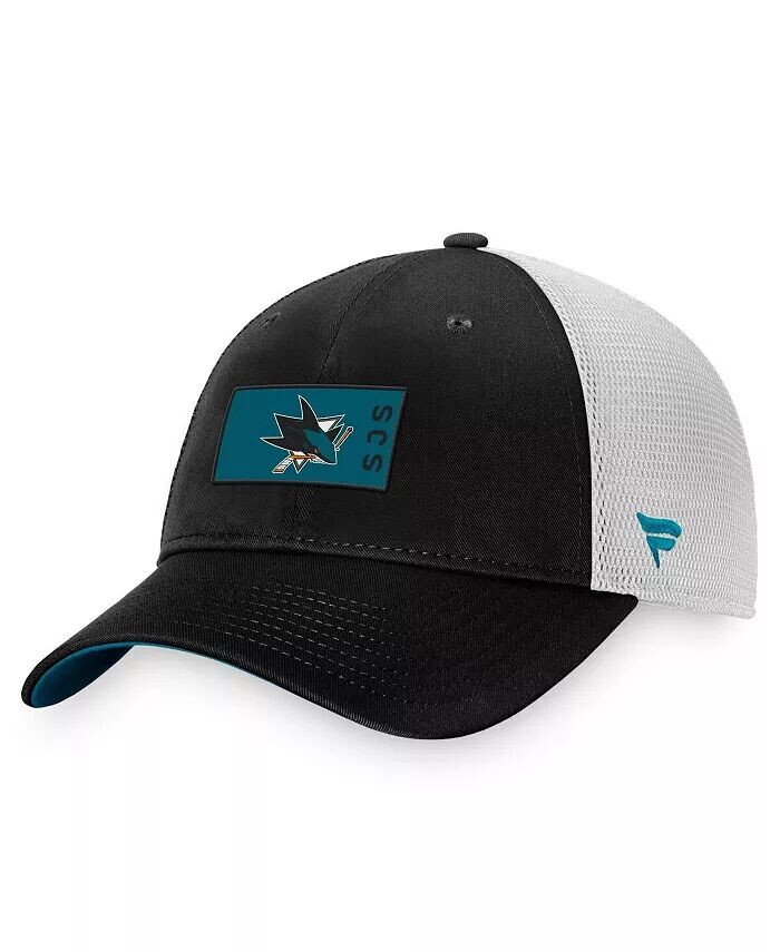 

Мужская черно-белая кепка San Jose Sharks Authentic Pro Rink Trucker Snapback Fanatics