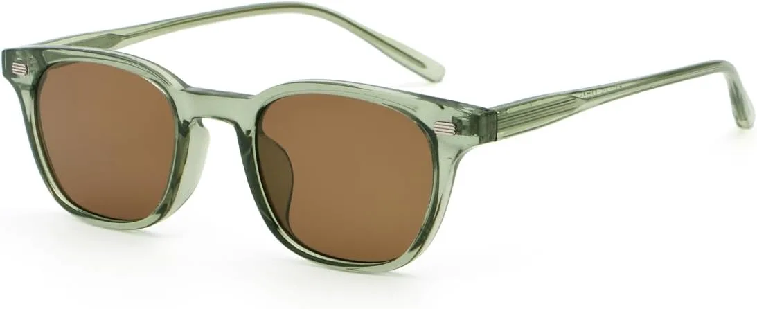 

Солнцезащитные очки в маленькой оправе для мужчин и женщин, модные очки с защитой от УФ-излучения UV400, квадратные солнцезащитные очки LIGOES, Green With Brown