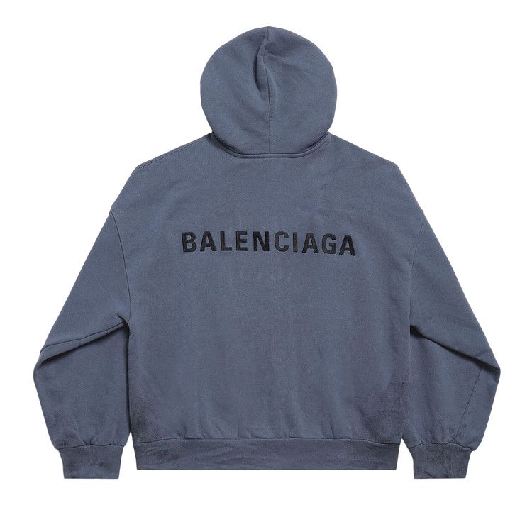 Худи Balenciaga Back Zip Up Hoodie Regular Fit, Faded Dark Blue/Black — фото 2