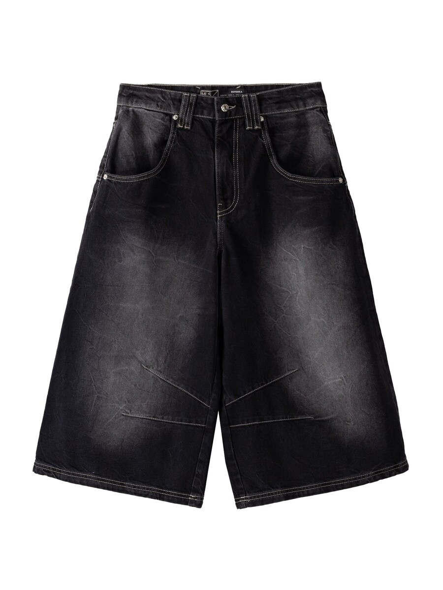 

Джинсовые шорты Bershka Wide leg Jeans, черный