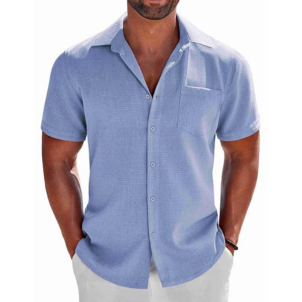 

Coofndy мужская рубашка с коротким рукавом на пуговицах Coofandy, Light Blue