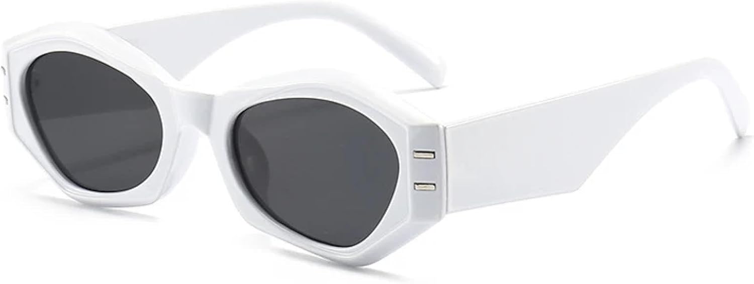 

Модные солнцезащитные очки «кошачий глаз» с неровными заклепками, для женщин и мужчин, классические, роскошные, для путешествий и вождения, с защитой от УФ-излучения UV400 TKKTLLT, White Gray