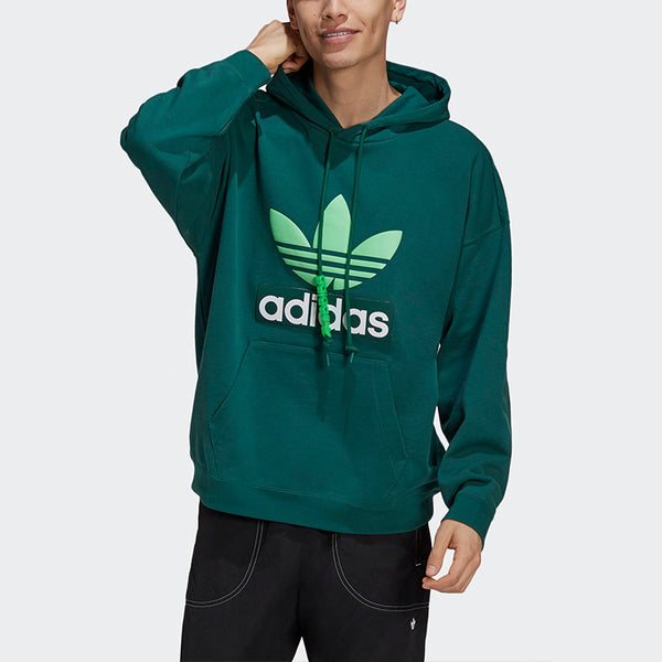 Толстовка men's originals big trfl contrasting colors logo sports forest green Adidas, зеленый — фото 3