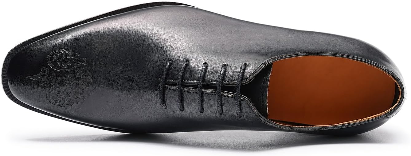 Мужские туфли Santimon из натуральной кожи Oxfords- классические вечерние туфли ручной работы с заостренным носком, шнуровкой и винтажной цветочной гравировкой для деловых встреч, выпускных и свадеб, черный — фото 4