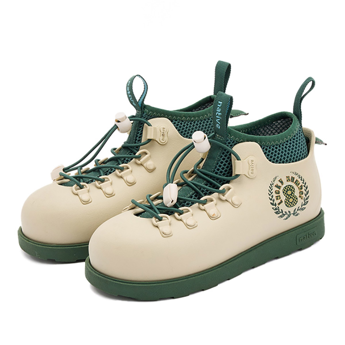 Native Shoes Детские ботинки Fitzsimmons, водонепроницаемые, дышащие, легкие, с низким голенищем, белые, зеленые — фото 2