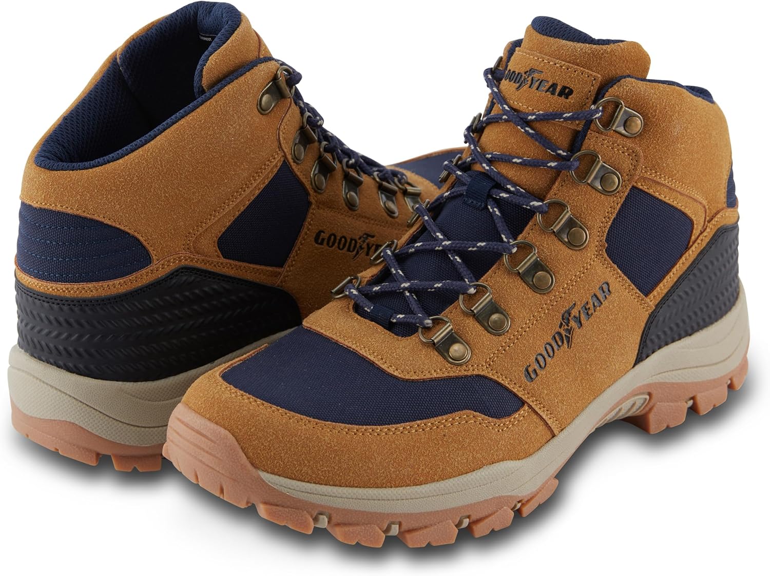 

Мужские высокие походные ботинки Goodyear Everest для работы и снега, водонепроницаемые и дышащие ботинки, Wheat-navy