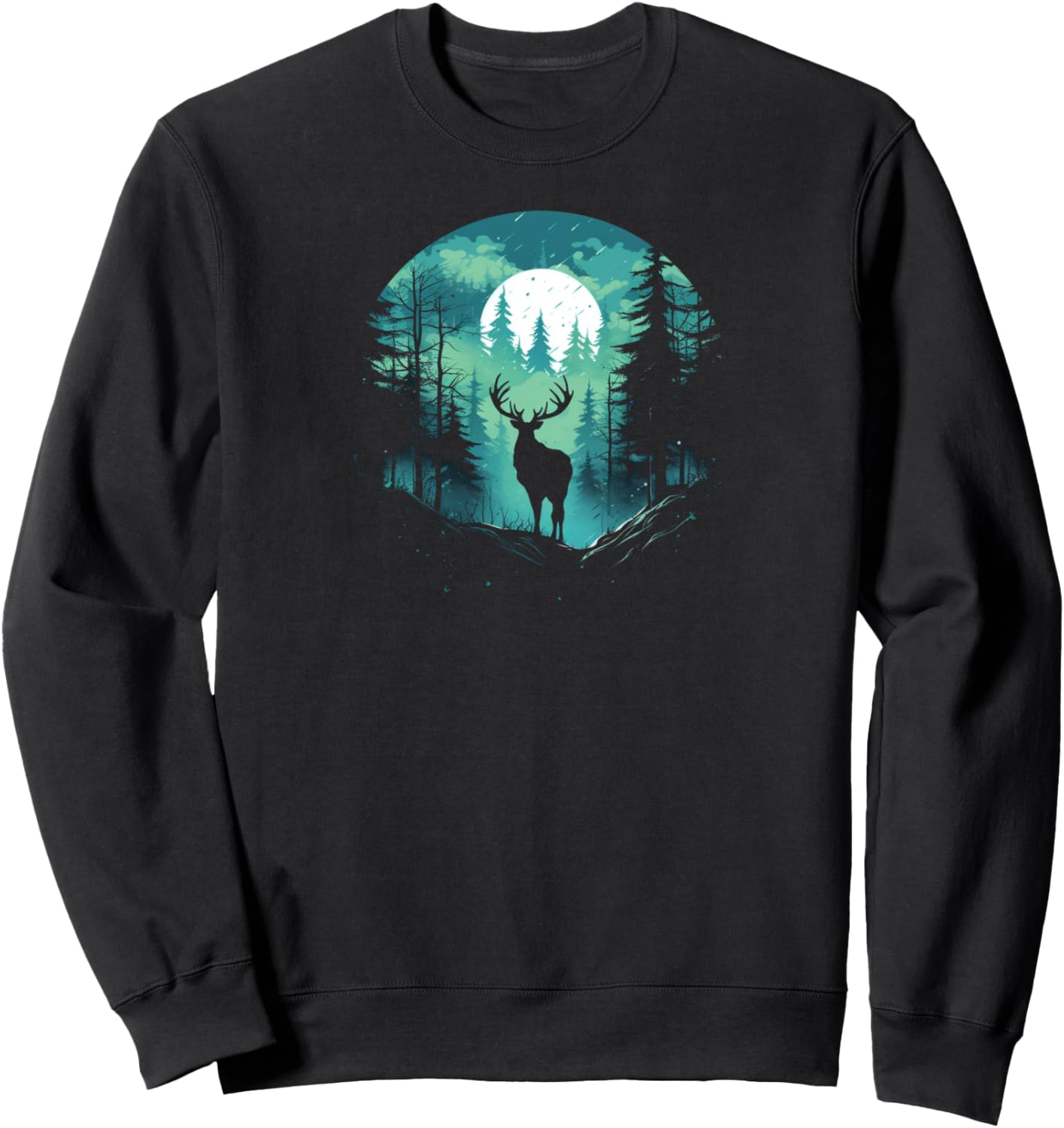 

Толстовка с изображением оленя в лесу Deer In Forest Apparel, черный