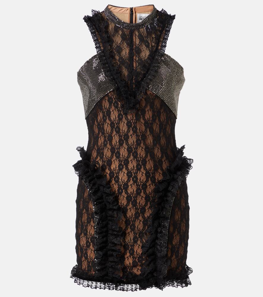 

Мини-платье Christopher Kane с кружевом и декоративными элементами Self-Portrait, Black