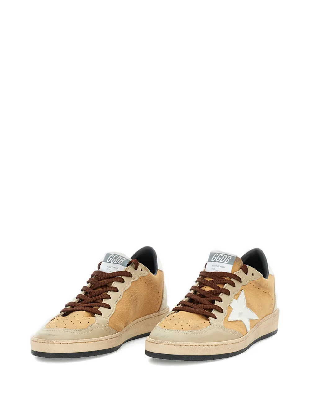 Кожаные кроссовки Ball Star на шнуровке Golden Goose, бежевый — фото 2