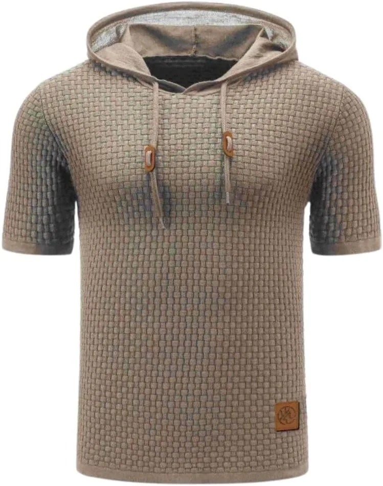 

Мужская летняя толстовка с коротким рукавом Slim Fitting Knit Waffle Pullover K Kinkia