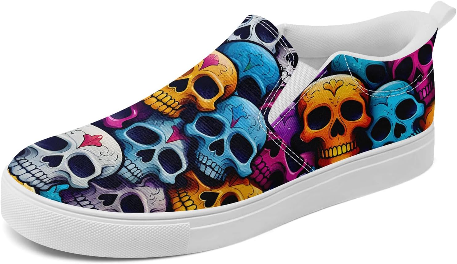 

Мужские слипоны из холщовой ткани coolcustomize с готическим принтом черепа, повседневные легкие лоферы, удобные кроссовки для прогулок, для женщин, фиолетовый