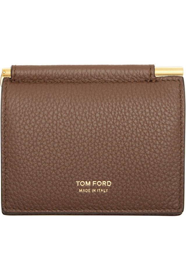 

Tom Ford Коричневая мягкая кожаная складная сумка для денег и карт