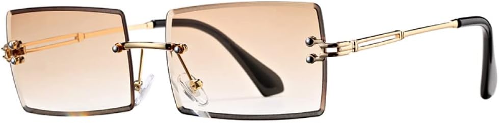 

Солнцезащитные очки без оправы прямоугольной формы для женщин, модные квадратные очки без оправы для мужчин, сверхлегкие очки с защитой от УФ-излучения UV400, унисекс MTZJH, C3 Tea