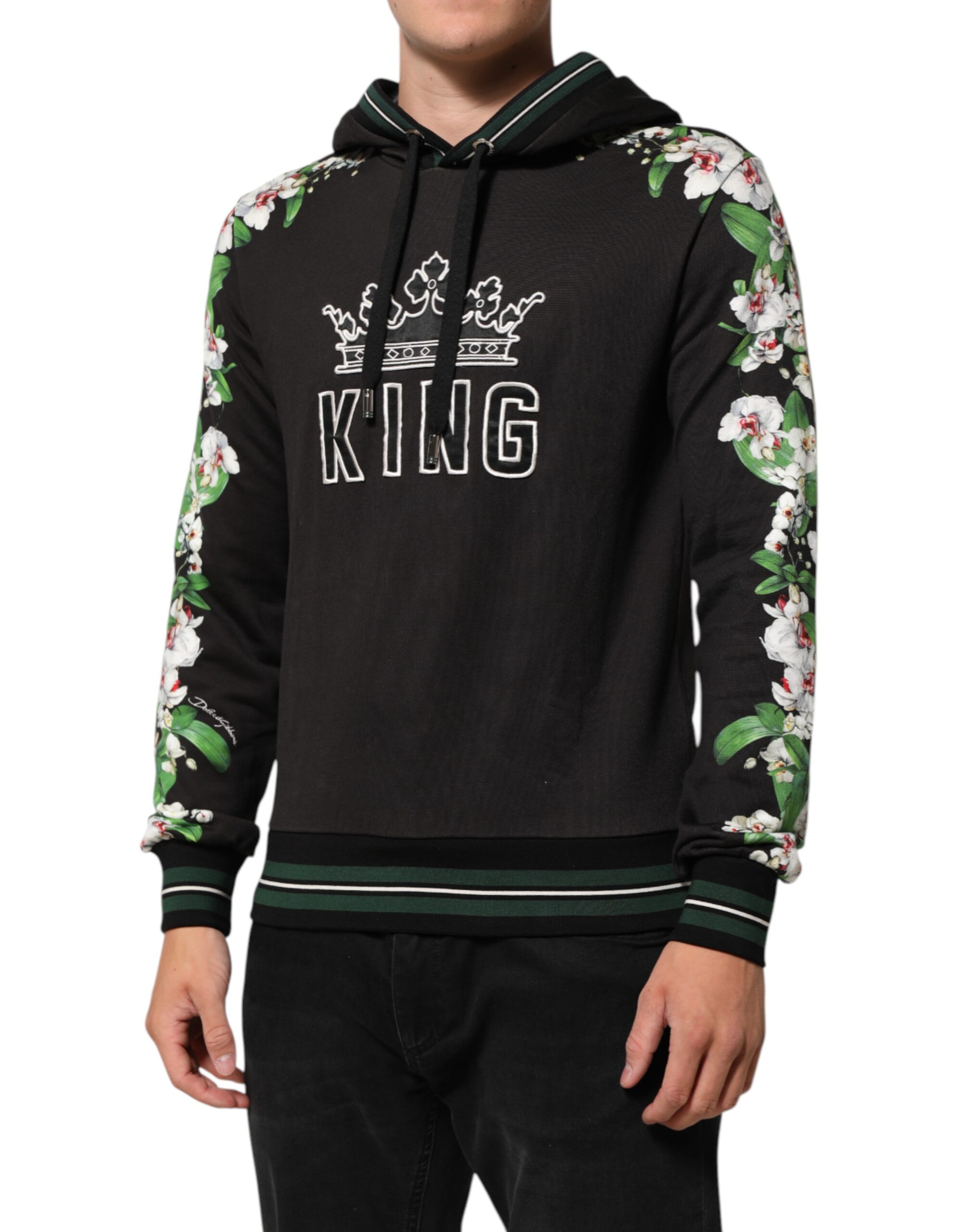 Толстовка с капюшоном KING Black Orchid Floral Crown Logo Dolce & Gabbana, черный — фото 2