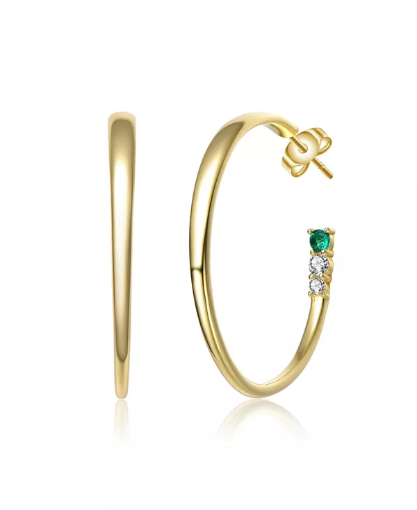 

Серьги-Кольца с тремя камнями, родиевым покрытием и кубическим цирконием, из стерлингового серебра Genevive, green