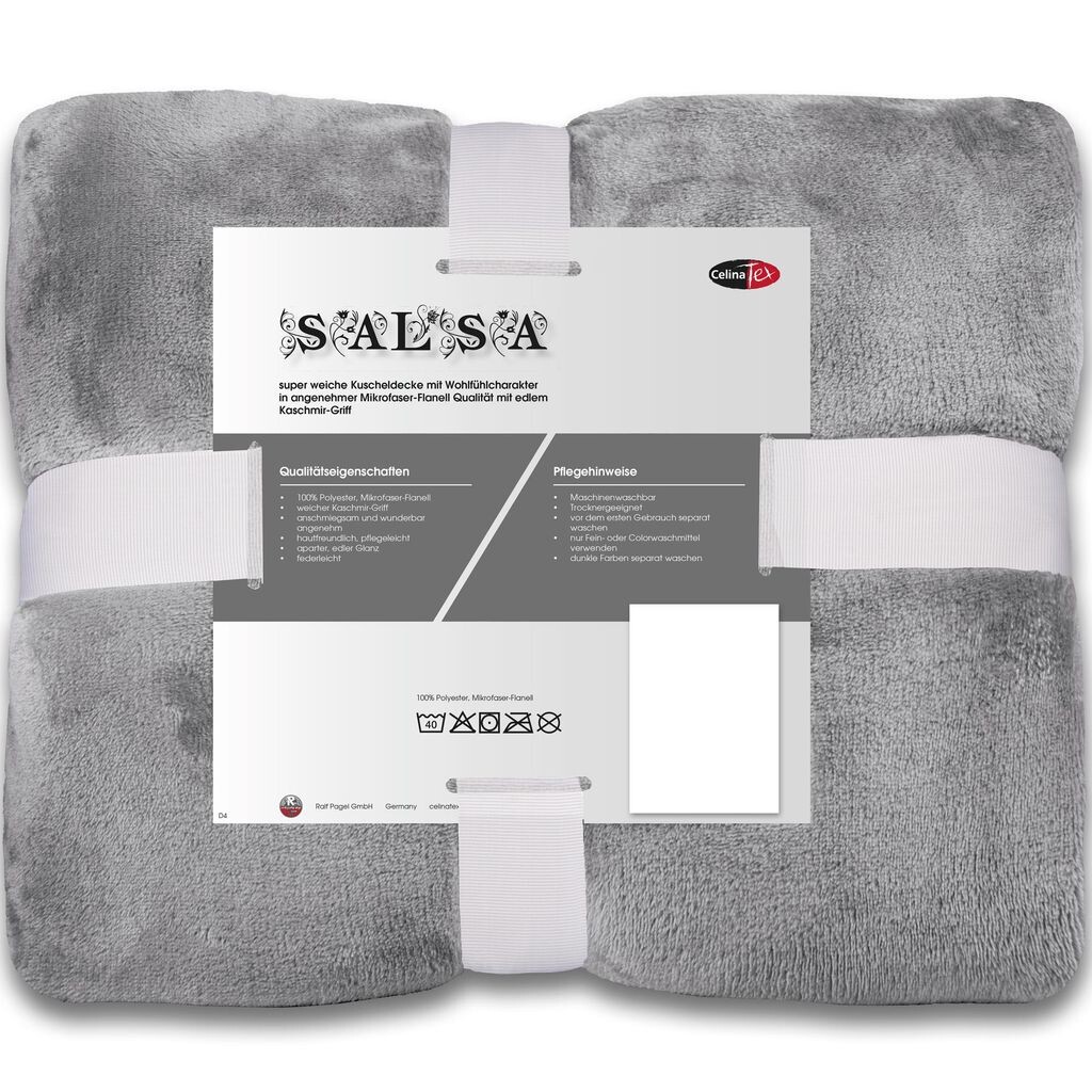 

Одеяло Salsa 150х200 серое полиэстер микрофланель 240г/м² CelinaTex, серебро