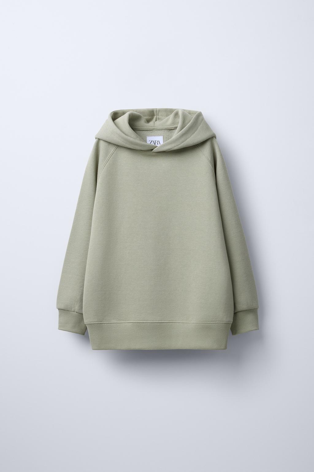 

Базовая толстовка с капюшоном ZARA, зеленый/экрю