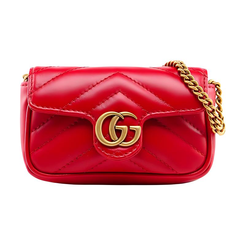 

GUCCI Кошелёк GG Marmont из стёганой кожи экстра мини для женщин красный