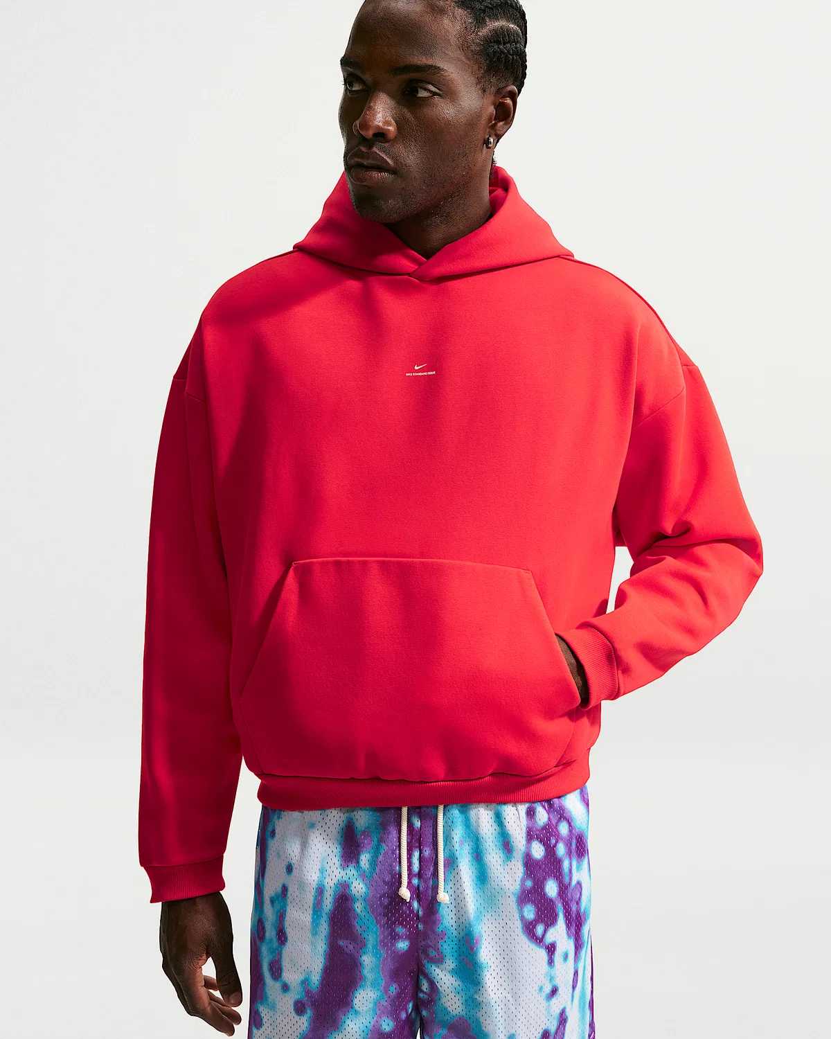 Мужская флисовая баскетбольная худи-пуловер Nike Standard Issue Therma-FIT, University Red/Pale Ivory