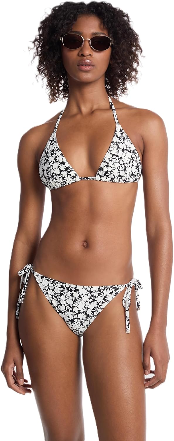 

Michael Kors Swimwear Женские Соблазнительные Цветочные Трусики-стринги на Завязках, Black And White
